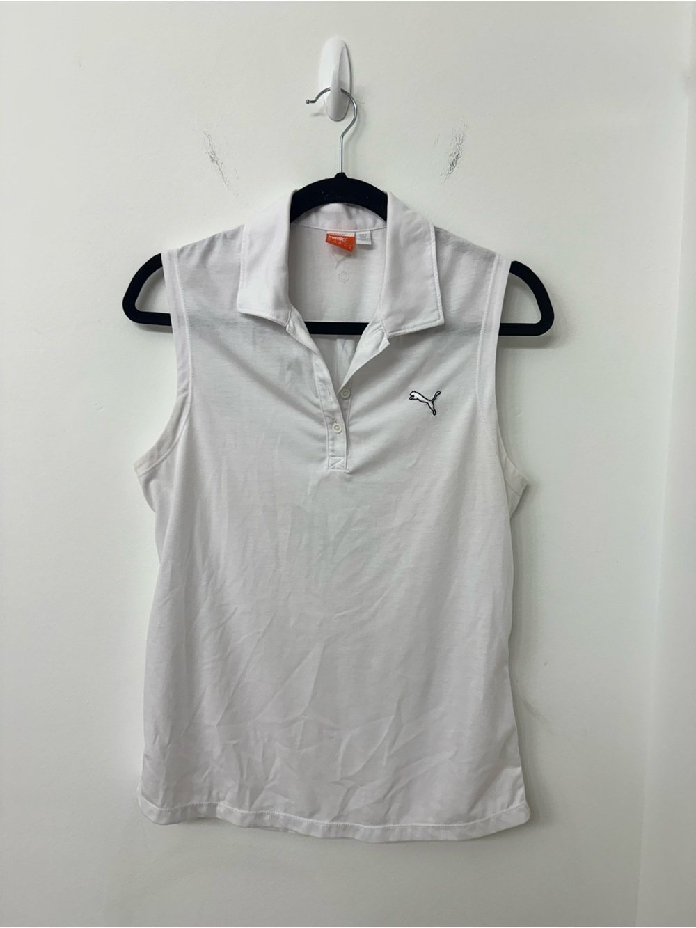 Puma White Sleeveless Polo Tank Top